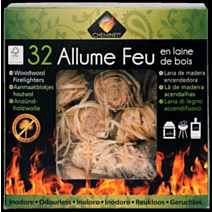 Allume feu en laine de bois pour barbecue et cheminée